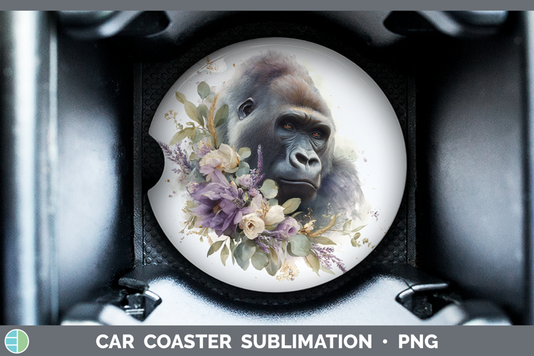Gorilla Animals Lavender and Eucalyptus Car Coaster Sublimat