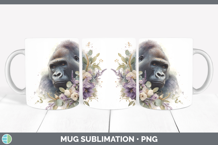 Gorilla Animals Lavender and Eucalyptus Mug Wrap Sublimation