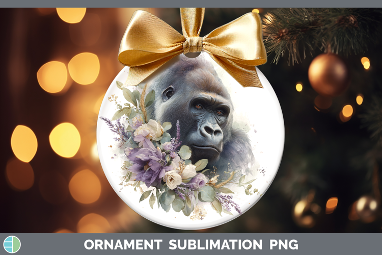 Gorilla Animals Lavender and Eucalyptus Ornament Sublimation
