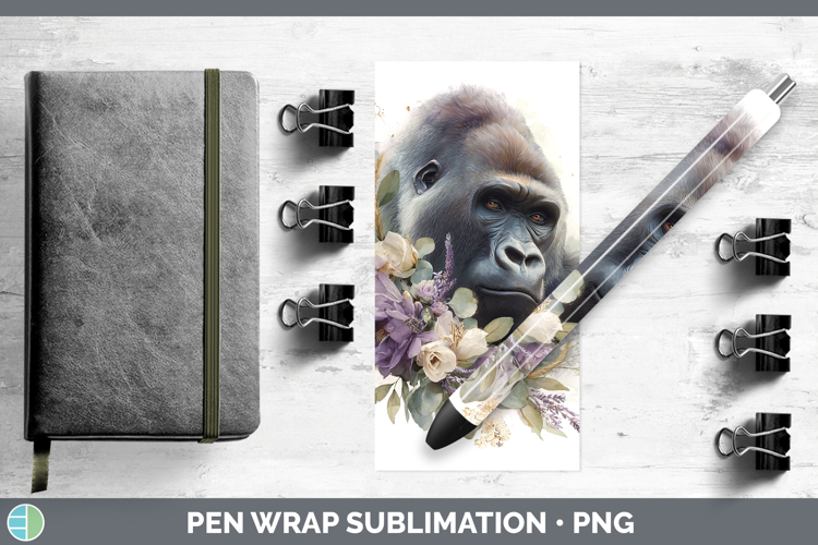 Gorilla Animals Lavender and Eucalyptus Pen Wrap Sublimation