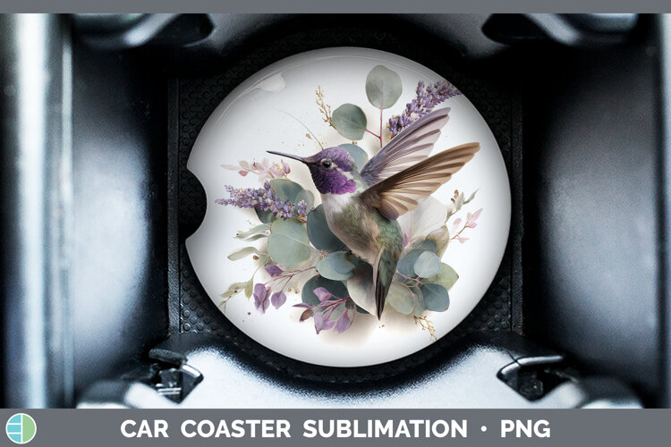 GorgeousAnimals Lavender and Eucalyptus Car Coaster design.