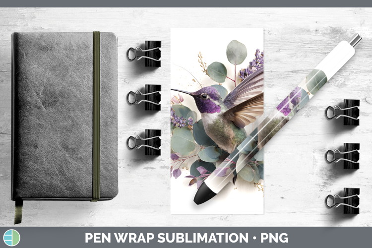 Hummingbird Animals Lavender and Eucalyptus Pen Wrap Sublima