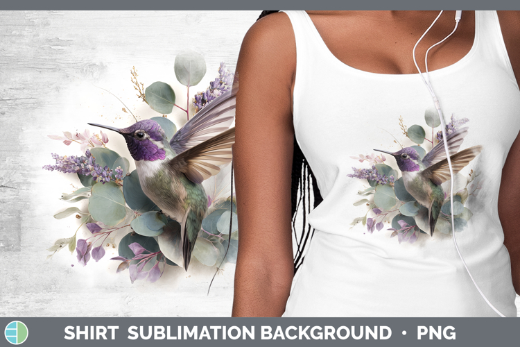 Hummingbird Animals Lavender and Eucalyptus Shirt Sublimatio