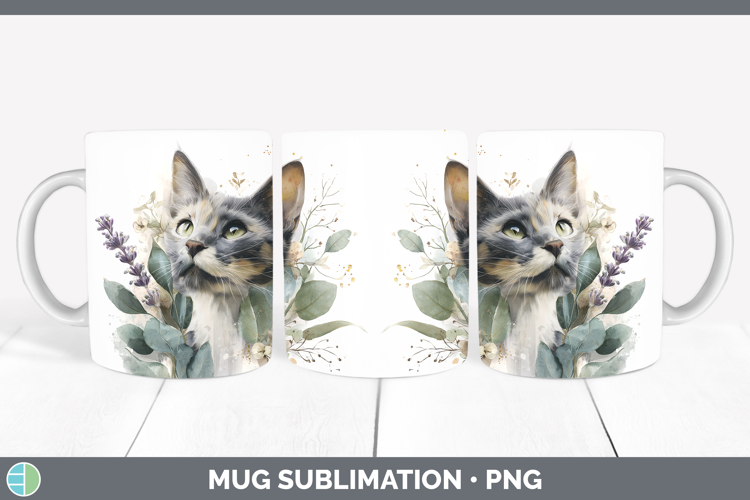 Kitten Animals Lavender and Eucalyptus Mug Wrap Sublimation