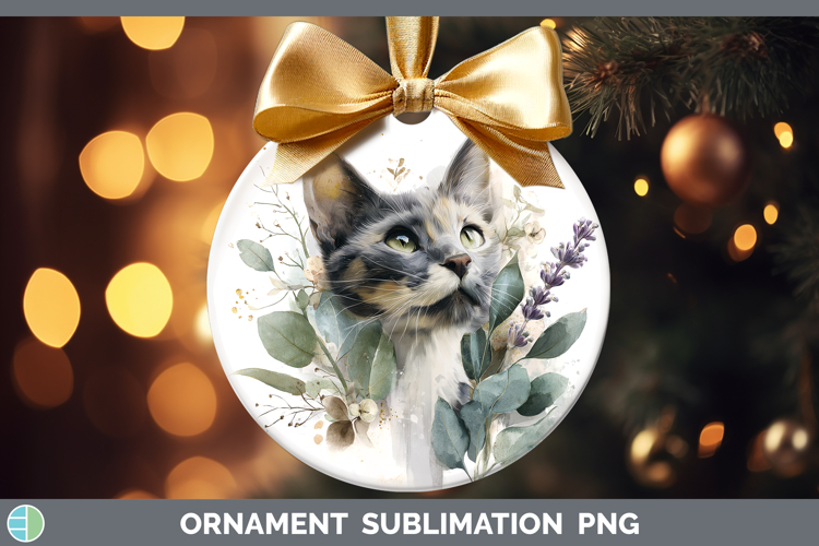 Kitten Animals Lavender and Eucalyptus Ornament Sublimation