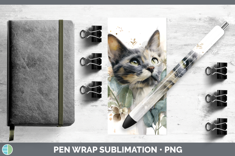 Kitten Animals Lavender and Eucalyptus Pen Wrap Sublimation
