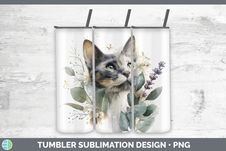Kitten Animals Lavender and Eucalyptus Tumbler Sublimation D