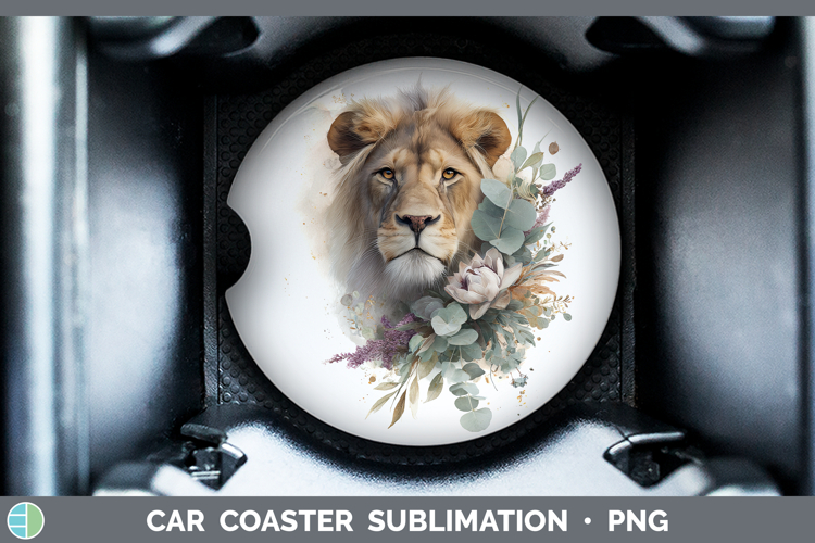 Lion Animals Lavender and Eucalyptus Car Coaster Sublimation
