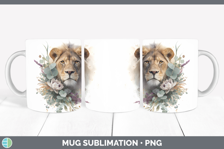 Lion Animals Lavender and Eucalyptus Mug Wrap Sublimation De