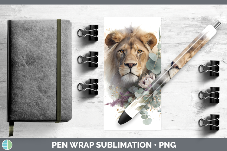Lion Animals Lavender and Eucalyptus Pen Wrap Sublimation De