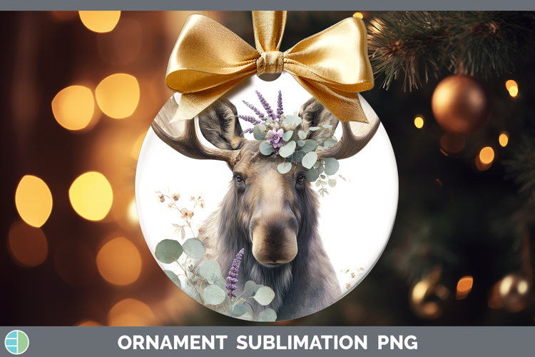 Moose Animals Lavender and Eucalyptus Ornament Sublimation D