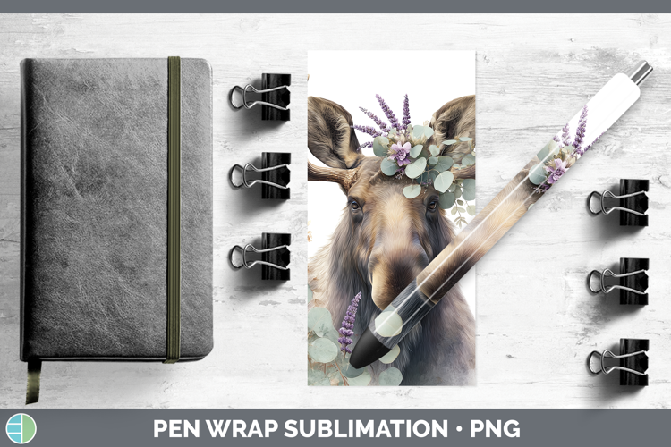 Moose Animals Lavender and Eucalyptus Pen Wrap Sublimation D