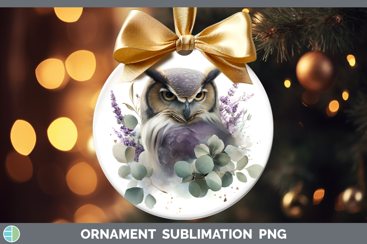 Owl Animals Lavender and Eucalyptus Ornament Sublimation Des
