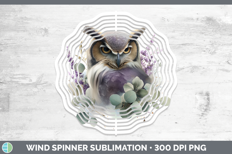 Owl Animals Lavender and Eucalyptus Wind Spinner Sublimation