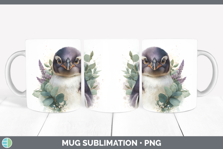 Penguin Animals Lavender and Eucalyptus Mug Wrap Sublimation