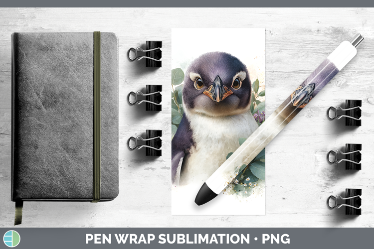 Penguin Animals Lavender and Eucalyptus Pen Wrap Sublimation