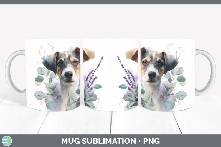 Puppy Animals Lavender and Eucalyptus Mug Wrap Sublimation D