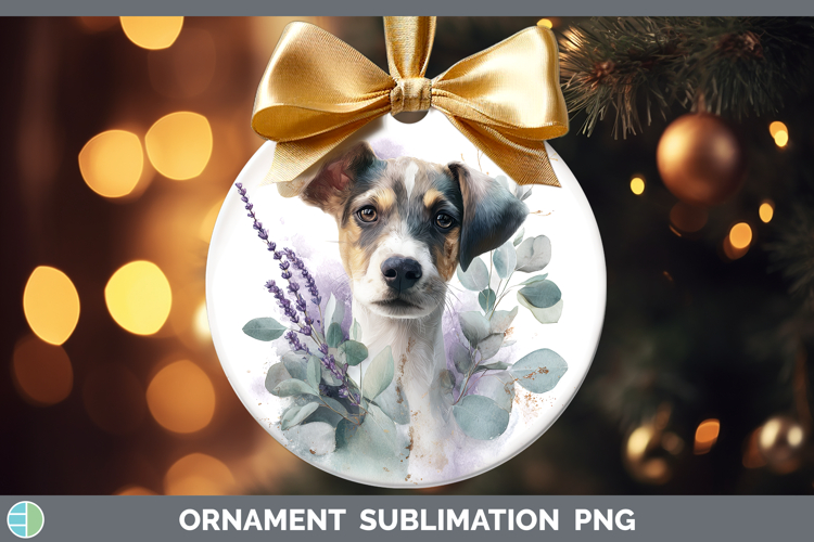 Puppy Animals Lavender and Eucalyptus Ornament Sublimation D