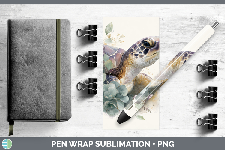 Sea Turtle Animals Lavender and Eucalyptus Pen Wrap Sublimat
