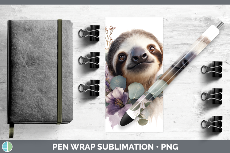 Sloth Animals Lavender and Eucalyptus Pen Wrap Sublimation D