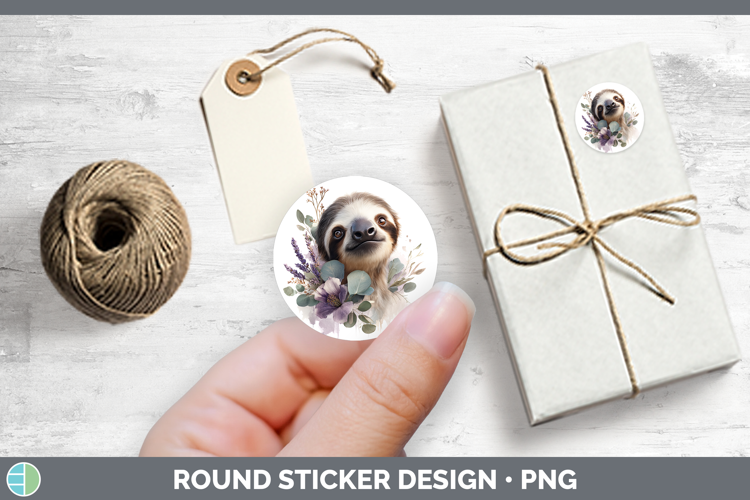 Sloth Animals Lavender and Eucalyptus Stickers Design