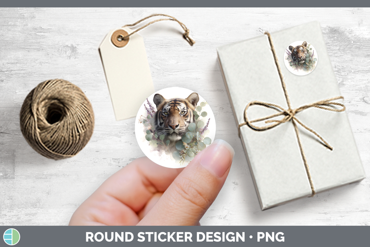 Tiger Animals Lavender and Eucalyptus Stickers Design