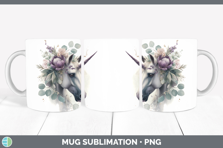 Unicorn Animals Lavender and Eucalyptus Mug Wrap Sublimation
