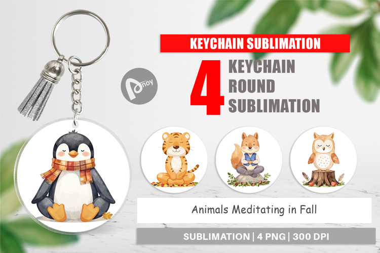 Keychain Fall Meditating Animals