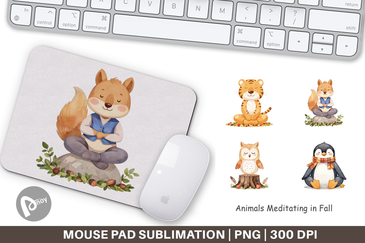 Mouse Pad Fall Meditating Animals