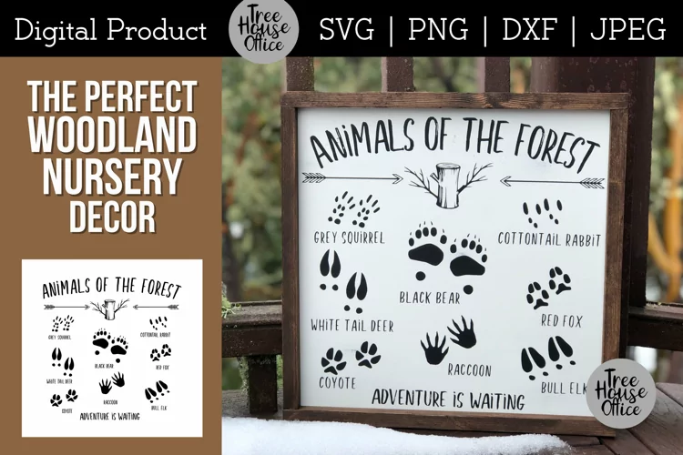 Animals of the Forest SVG, Animal Paw Prints Tracks Cut File