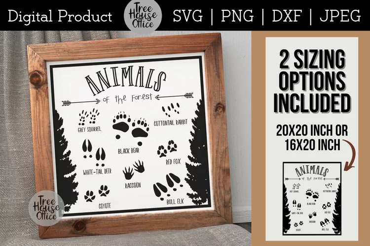 Animals of the Forest SVG, Animal Paw Prints Tracks Cut File