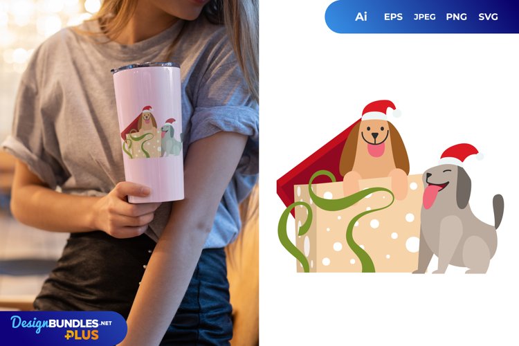 Dog Out of Santa Giftbox Sublimation example image 1