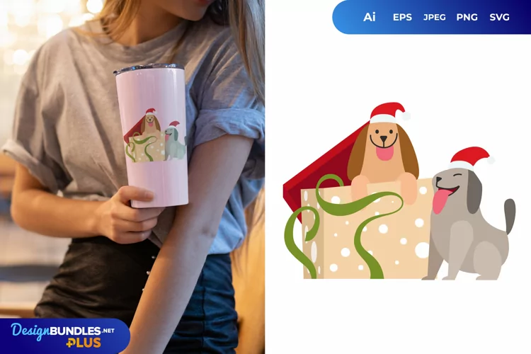 Dog Out of Santa Giftbox Sublimation