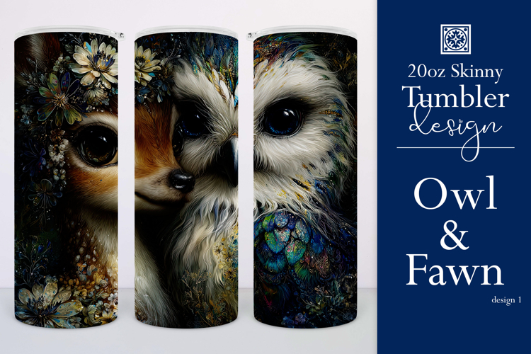 Animal Tumbler Wrap, Owl x Fawn Sublimation, s1