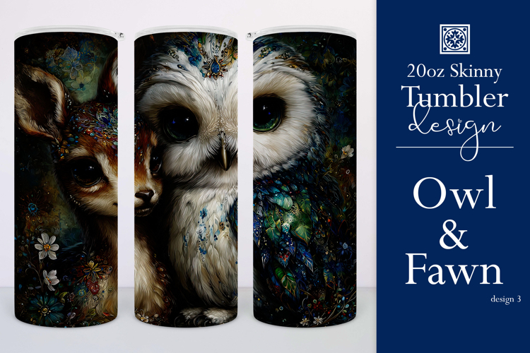 Animal Tumbler Wrap, Owl x Fawn Sublimation, s3
