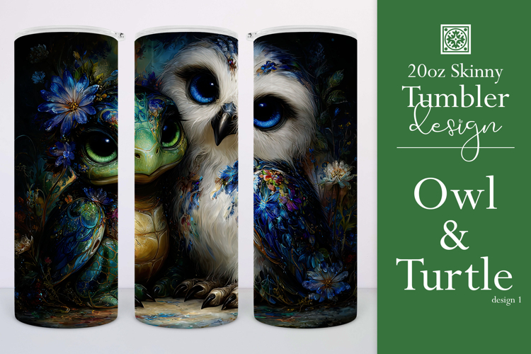 Animal Tumbler Wrap, Owl x Turtle Sublimation, s1