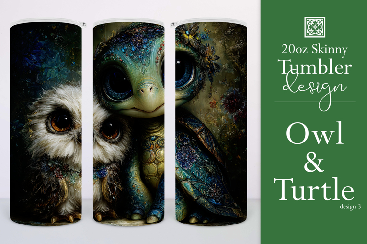 Animal Tumbler Wrap, Owl x Turtle Sublimation, s3