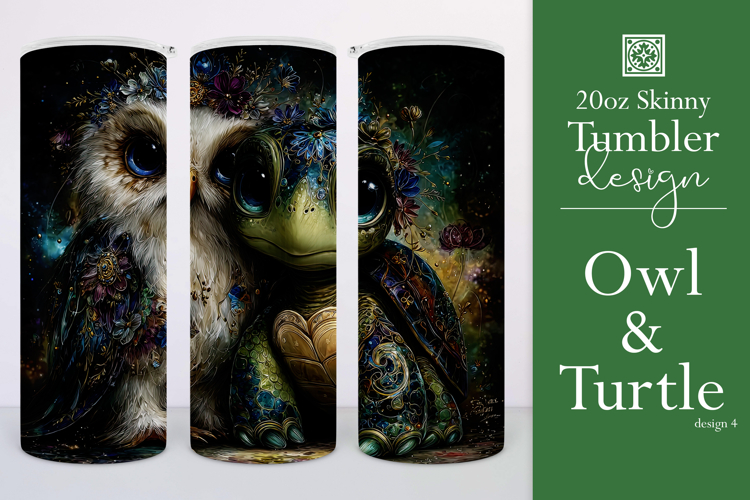 Animal Tumbler Wrap, Owl x Turtle Sublimation, s4