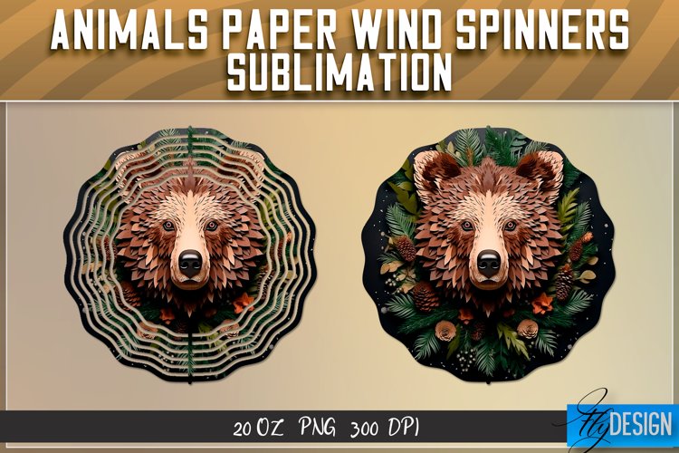 Bear Paper Wind Spinners Sublimation | 20 Oz |PNG 300DPI
