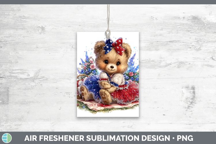Animals Patriotic Bear Air Freshener Sublimation Car Freshen