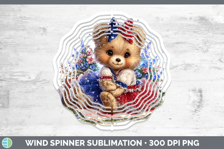 Animals Patriotic Bear Wind Spinner Sublimation Spinner Desi