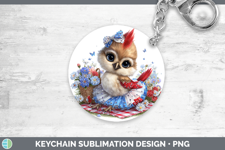 Animals Patriotic Cardinal Keychain Sublimation Keyring Desi