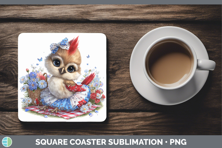 Animals Patriotic Cardinal Square Coaster Sublimation Coaste