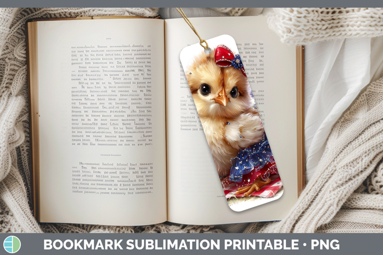 Animals Patriotic Chicken Bookmark Sublimation Printable Des