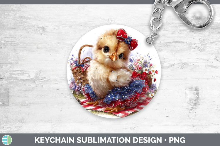 Animals Patriotic Chicken Keychain Sublimation Keyring Desig