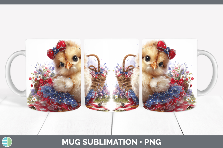 Animals Patriotic Chicken Mug Wrap Sublimation Coffee Cup De