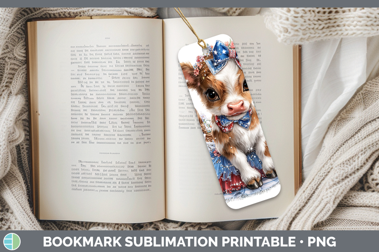 Animals Patriotic Cow Bookmark Sublimation Printable Designs