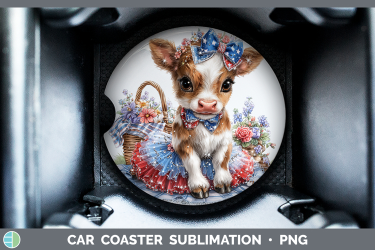 Animals Patriotic Cow Car Coaster Sublimation Designs