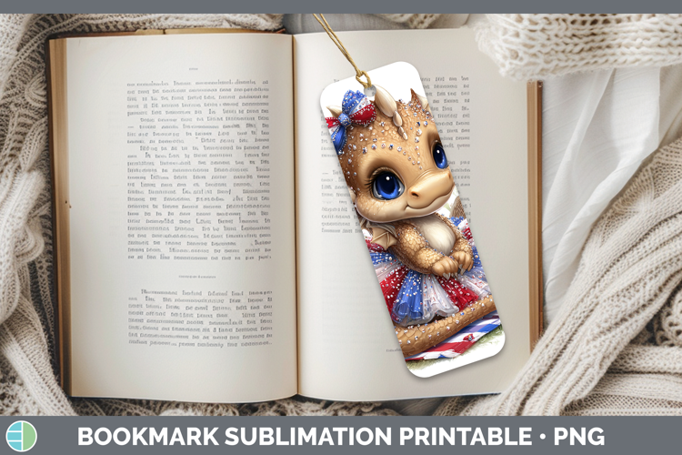 Animals Patriotic Dragon Bookmark Sublimation Printable Desi