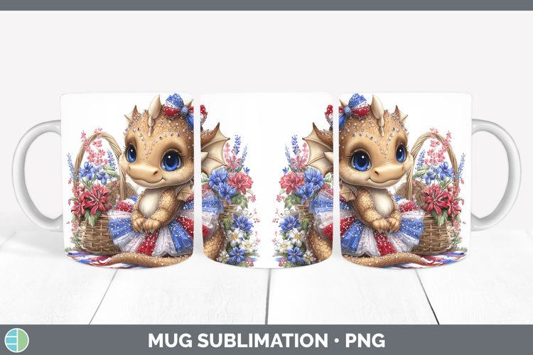 Animals Patriotic Dragon Mug Wrap Sublimation Coffee Cup Des